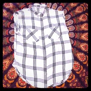 Black and white plaid button up